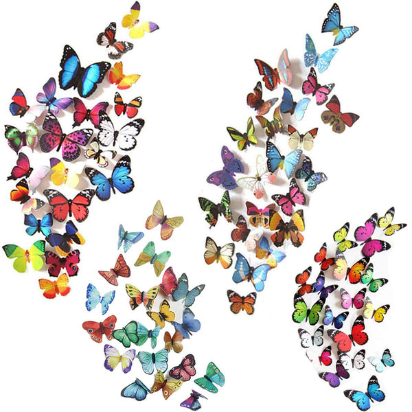 Butterfly Removable 3D Wall Decal 123 Butterfly stickers 3D Butterflies Wall Decals Child's Room Birthday DIY Project Flower Decorations