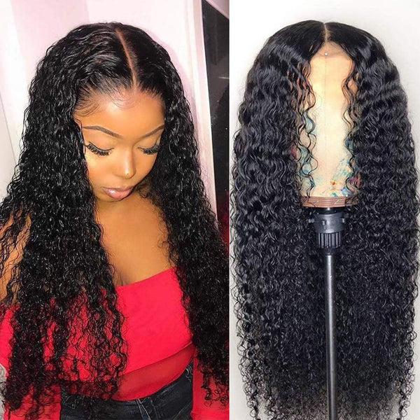 Trendy Wig Brazilian Curly Corn Wave 100% Human Hair Single Donor 4 X 4 Free Parting Pre Plucked Wet Water Wave Look Glueless Lace Front Wig