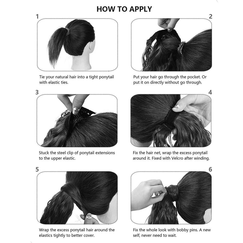 Bleach Blonde 22" Long Water Wave Ponytail Wrap Around Extension Heat Resistant Synthetic Fiber #613 Blonde Soft & Natural Easy to Wear