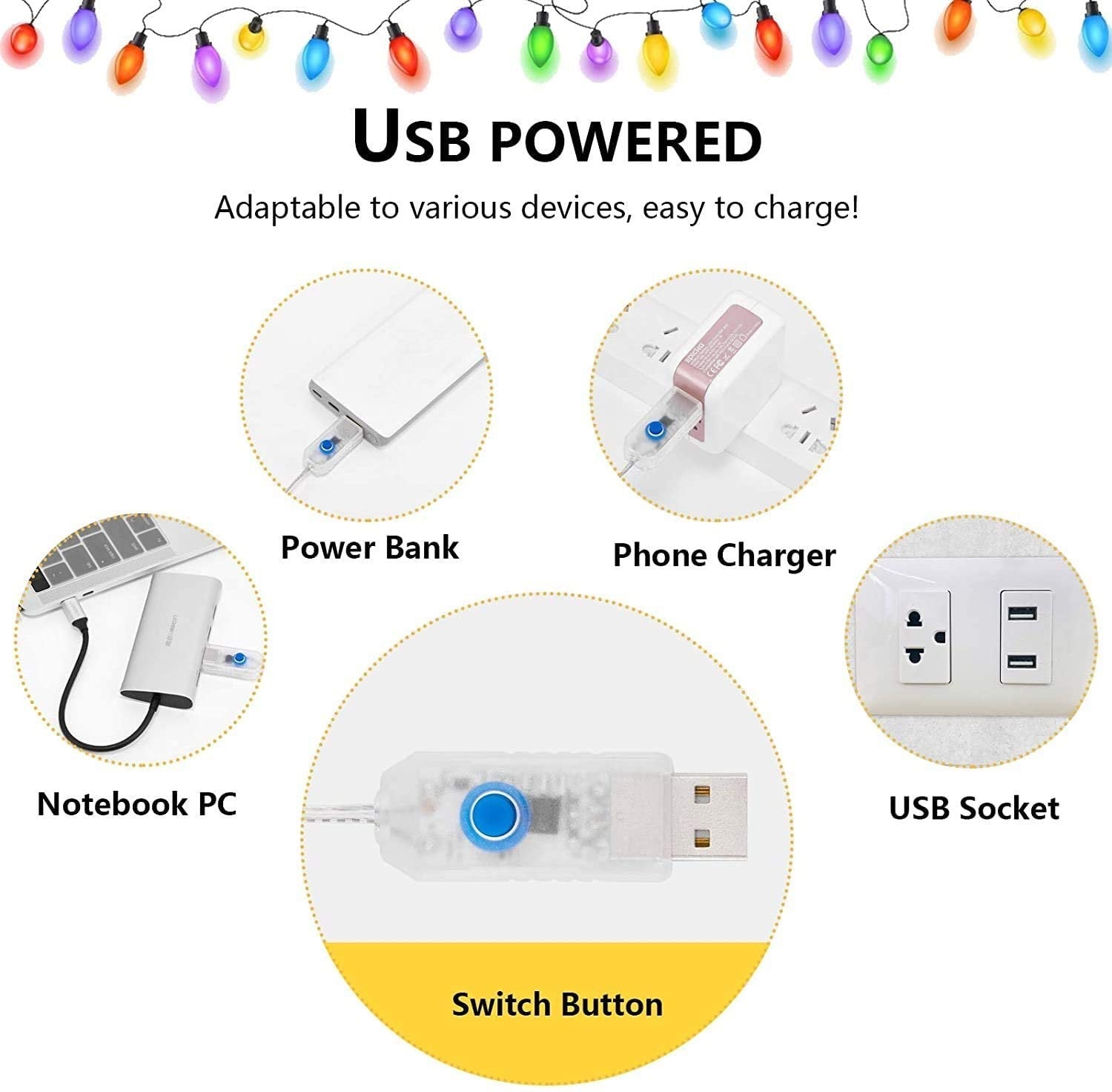 LED Fairy String Lights 33Ft with 100 Multi Color Lights & 60 Photo Clips Remote 8 Modes Hang Photo Picture Bedroom Decoration USB Operated