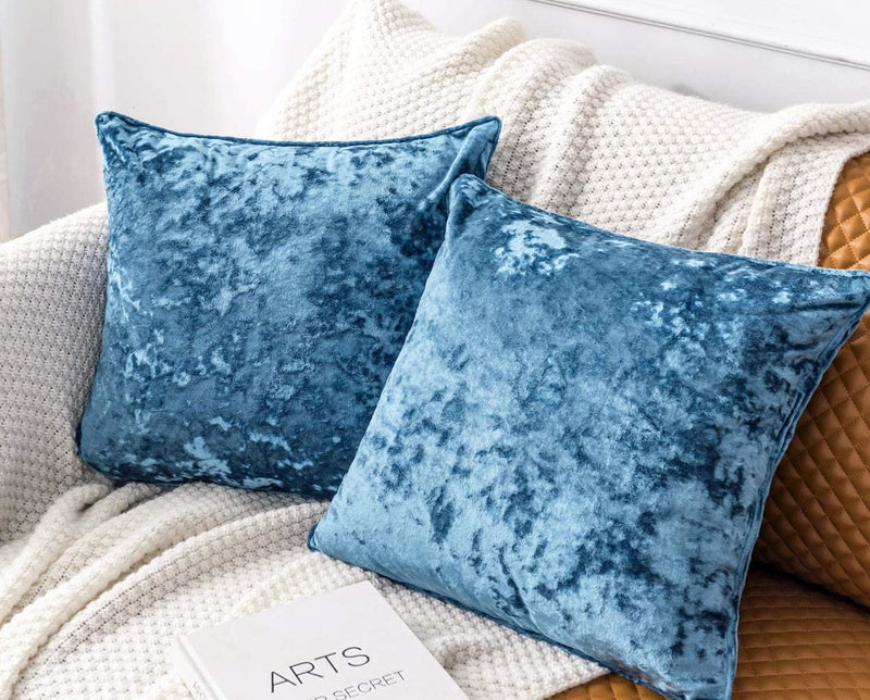 Luxury Crushed Velvet Throw Pillow Covers for Sofa Couch Chair, 18"x 18" Square Decorative Plush Cushion Cover for Bedroom Livingroom Car