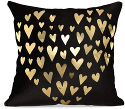 Gold and Black Decorative Throw Pillow Covers 18 X 18" Choose From Small Hearts, Love, Large Heart, Forrest Animal, Lips on Stripes