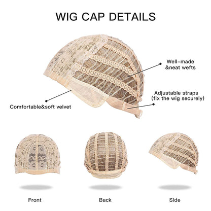 Glamorous Ash Blonde Wig Air Bangs 24” Mixed Color Long Wavy Synthetic Hair Unit Natural Wave Ombre Blonde with Full Bangs Human Hair Feel