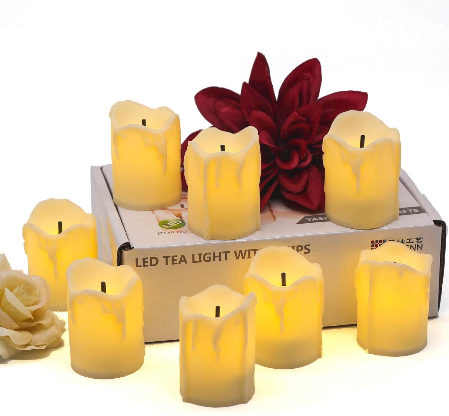 Flameless Candles | LED Flameless | Votive Candles | Battery Operated | 12 Pack Melted/Dripping | Batteries Included| Kid and Pet Safe