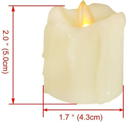Flameless Candles | Flickering Led | Votive Candles | Battery Operated | 12 Pack Melted/Dripping | Batteries Included| Kid and Pet Safe