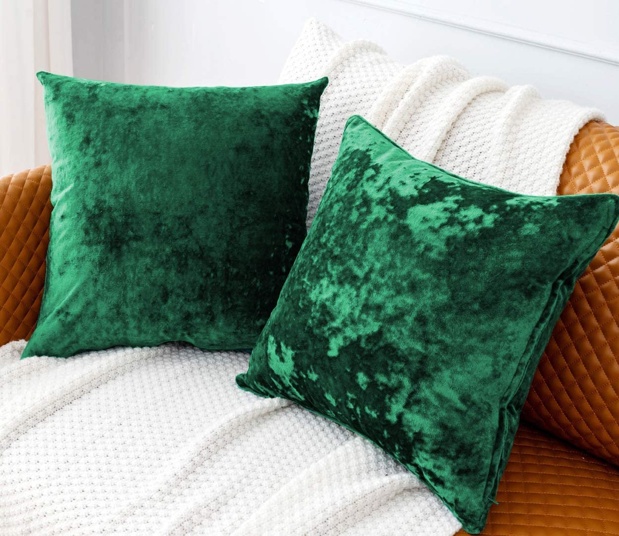 Luxury Crushed Velvet Throw Pillow Covers for Sofa Couch Chair, 18"x 18" Square Decorative Plush Cushion Cover for Bedroom Livingroom Car