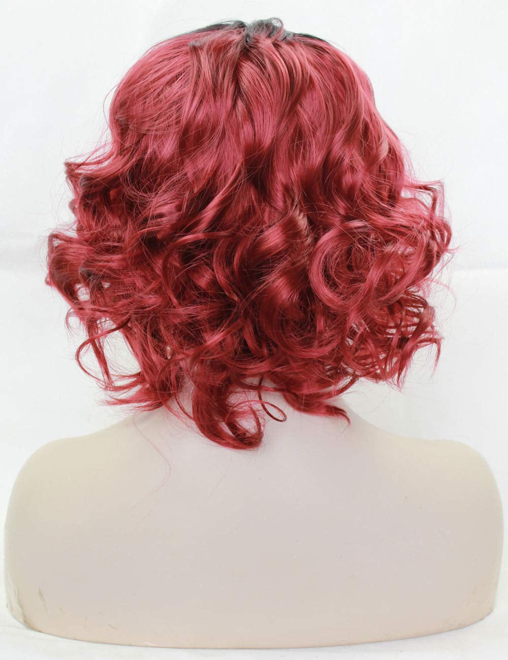 Wine Red Ombre Wig with Dark Roots | Synthetic Burgundy Side Part Bob | One Available | Top Quality Heat Resistant Fiber | Human Hair Feel