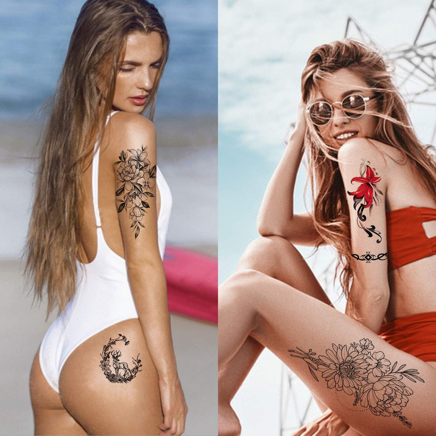 162 Styles Temporary Tattoos Fake Sleeve Henna Tattoo Stickers Leg Makeup Waterproof Realistic Long Lasting Semi Permanent Tattoos 50 sheets