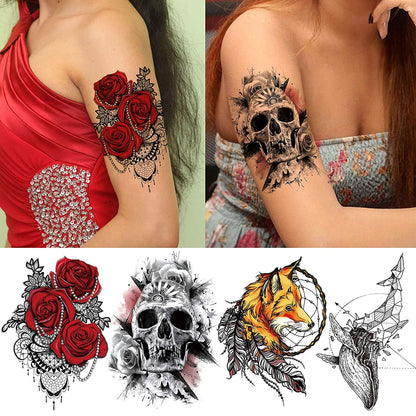 Collection of Armband Tiger Skull Temporary Tattoos Watercolor Star Planet Butterfly Flowers Fake Arm Face Hand Finger Neck Tattoo Stickers