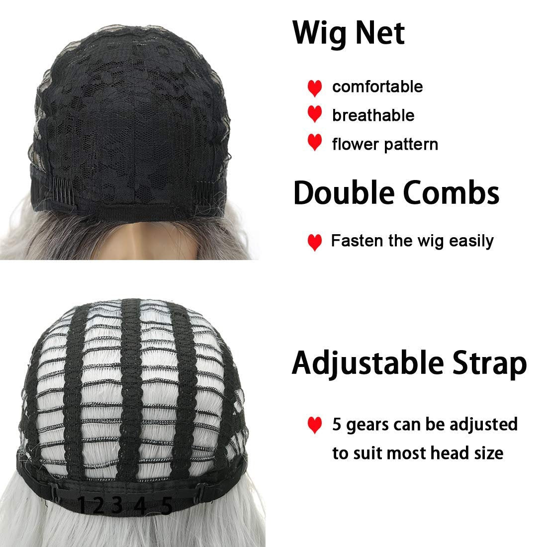 Gray Natural Looking Wavy Synthetic Bob Wig Shoulder Length With Bangs (T1b/gray) |  Premium Heat Resistant Fiber | Perfect for Daily Wear