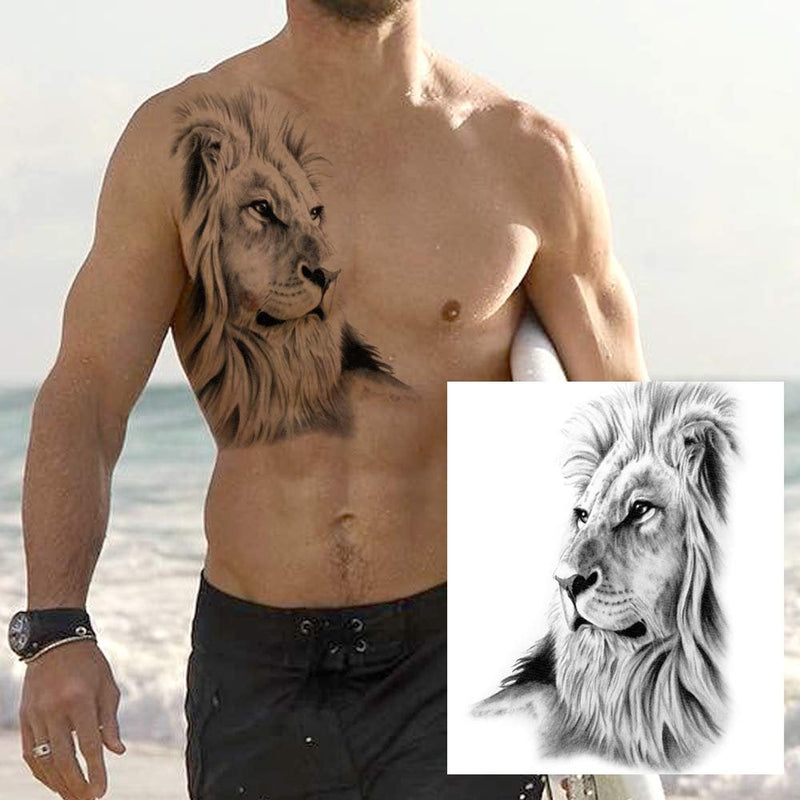 Large Tiger Lion Temporary Tattoo Fake Body Arm Shoulder Chest Stickers Large Fake Body Arm Chest Shoulder Tattoos 6 Designs to Choose From