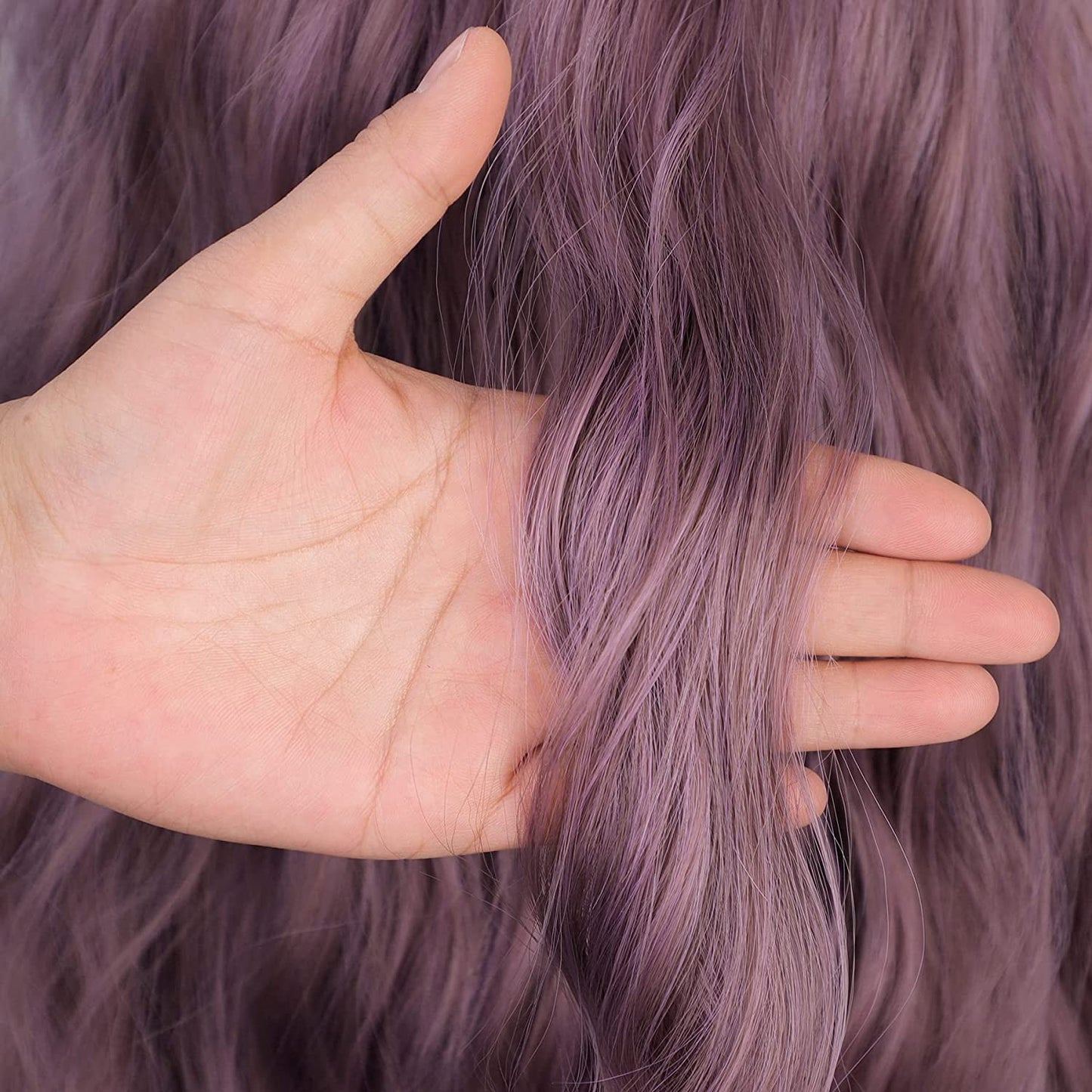 Purple Lavender Wavy 26"| Trendy Taro Purple Wig | Synthetic Top Quality Heat Resistant Fiber | Human Hair Feel  | Easy to Make Cat Ear Buns