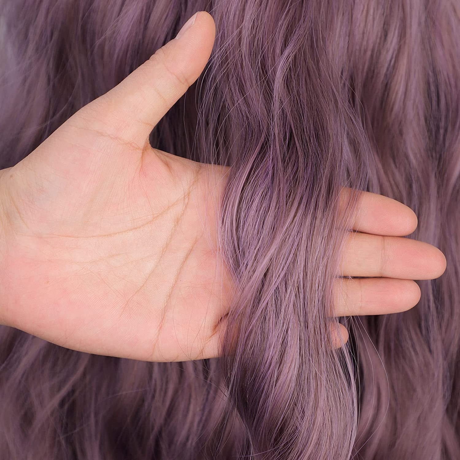 Purple Lavender Wavy 26"| Trendy Taro Purple Wig | Synthetic Top Quality Heat Resistant Fiber | Human Hair Feel  | Easy to Make Cat Ear Buns