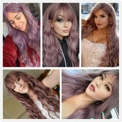 Purple Lavender Wavy 26"| Trendy Taro Purple Wig | Synthetic Top Quality Heat Resistant Fiber | Human Hair Feel  | Easy to Make Cat Ear Buns