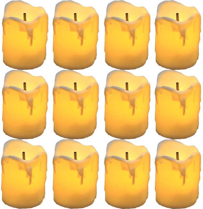 Flameless Candles | LED Flameless | Votive Candles | Battery Operated | 12 Pack Melted/Dripping | Batteries Included| Kid and Pet Safe