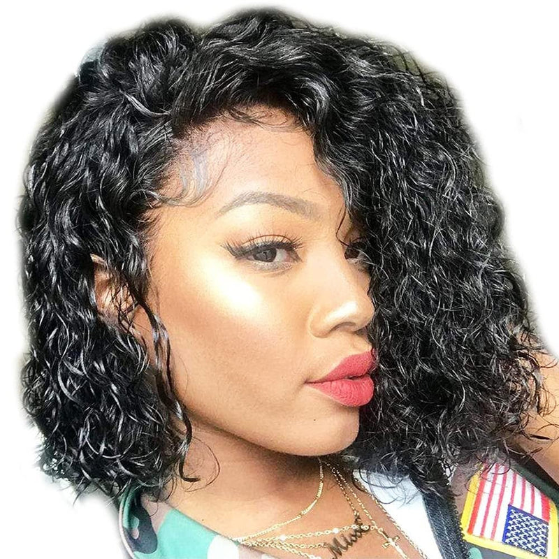 Natural Black Shoulder Length, Malaysian Remy Hair Deep Curl Wig, 100% Human Hair Wig, Daily Use Style as Your Own Hair, Natural Black #1B