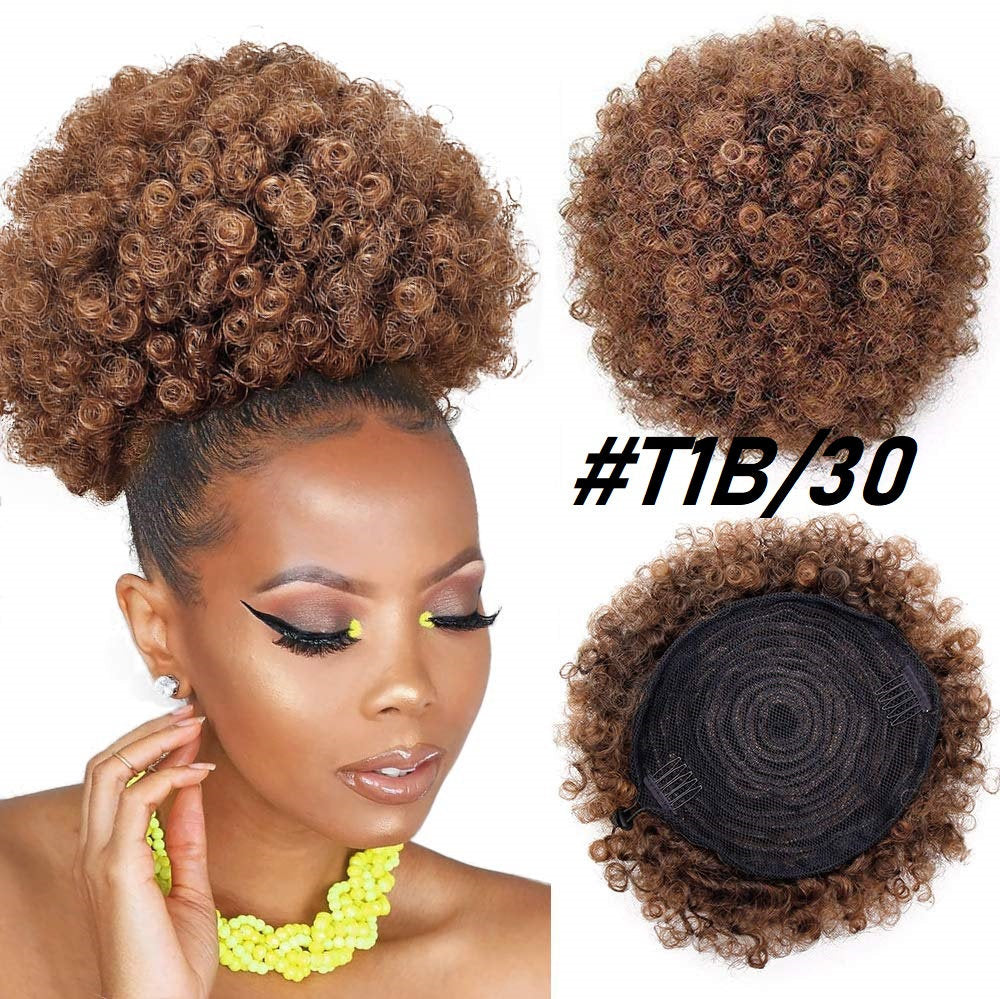 Thick FAUX Human Hair | Synthetic Drawstring Ponytail Puff | Curly Hair Synthetic Updo | Large Donut Chignons | Trendy Cat Ear Buns Style