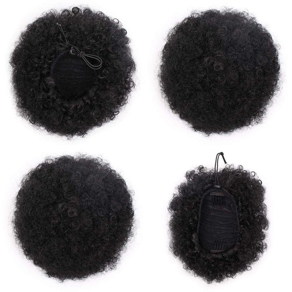 Thick FAUX Human Hair | Synthetic Drawstring Ponytail Puff | Curly Hair Synthetic Updo | Large Donut Chignons | Trendy Cat Ear Buns Style