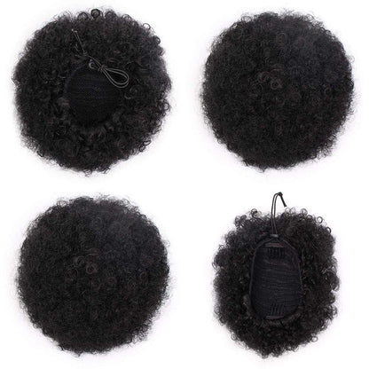 Thick FAUX Human Hair | Synthetic Drawstring Ponytail Puff | Curly Hair Synthetic Updo | Large Donut Chignons | Trendy Cat Ear Buns Style