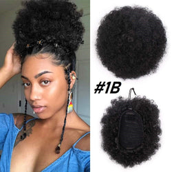 Thick FAUX Human Hair | Synthetic Drawstring Ponytail Puff | Curly Hair Synthetic Updo | Large Donut Chignons | Trendy Cat Ear Buns Style