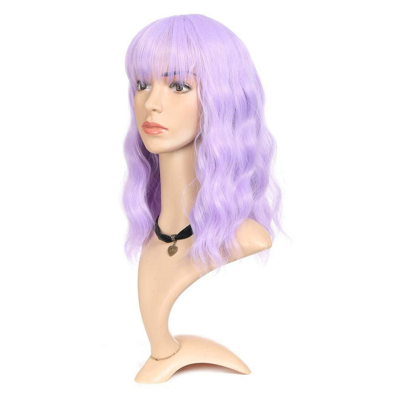 Light lilac purple wavy heat resistant 14" | trendy wigs | synthetic top quality heat resistant fiber | human hair feel