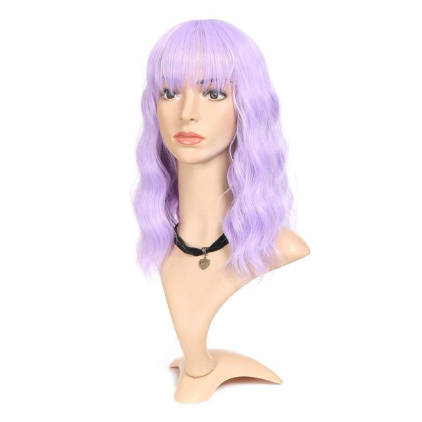 Light lilac purple wavy heat resistant 14" | trendy wigs | synthetic top quality heat resistant fiber | human hair feel