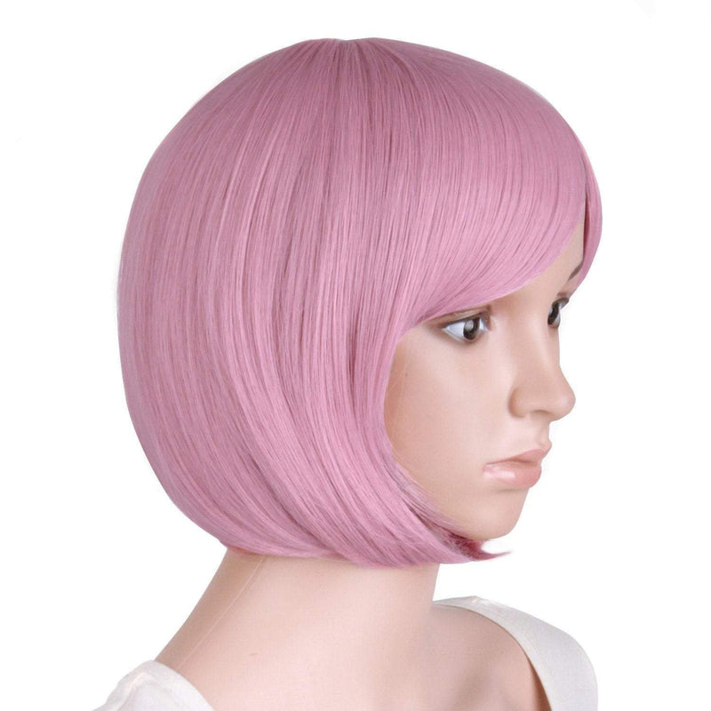 Rouge pink 12" bob, daily wear, cosplay, dress up, photo shoot, short wig with bangs, top of the line heat resistant synthetic fiber