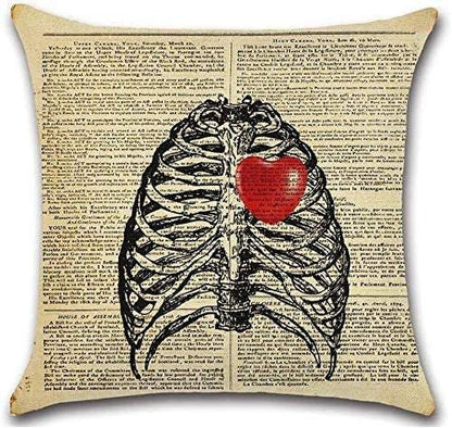 Vintage valentine day till death do us part decorative throw pillow covers skulls newspaper background pillow case home décor gift set