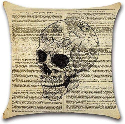 Vintage valentine day till death do us part decorative throw pillow covers skulls newspaper background pillow case home décor gift set