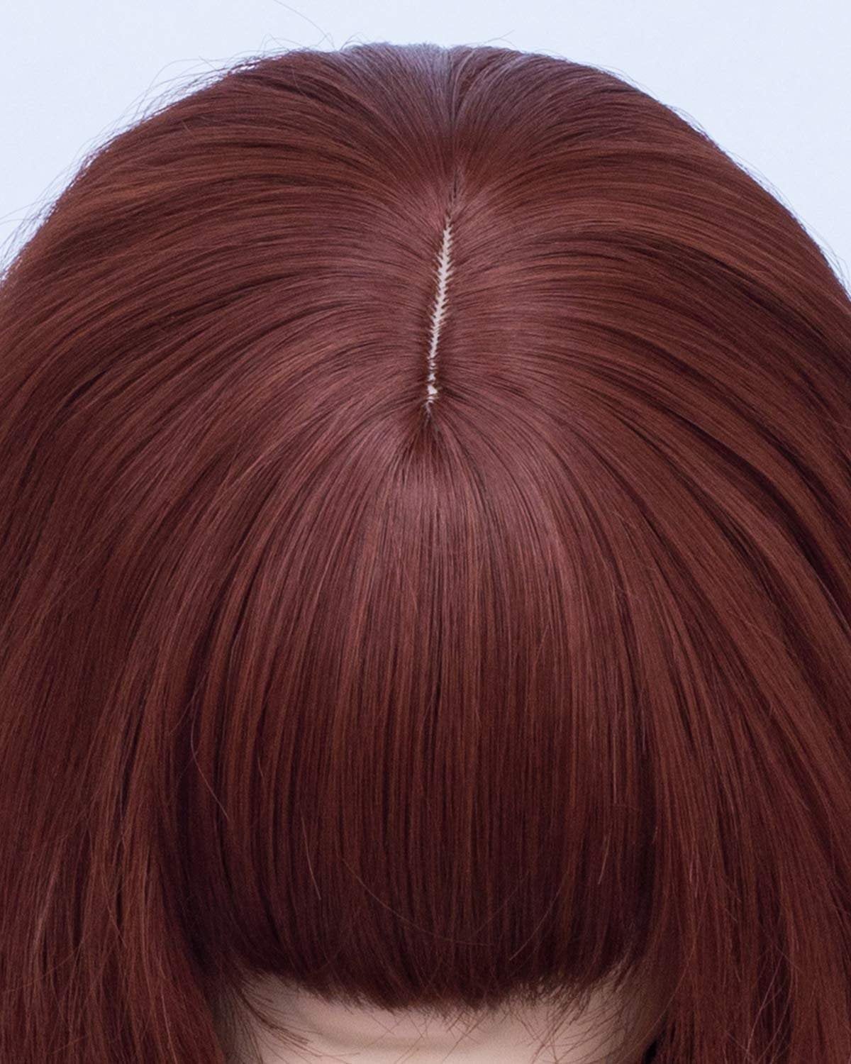 Sale item - on clearance final sale | auburn wig 28” wavy wig with bangs natural looking premium heat resistant synthetic