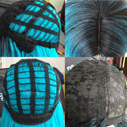 Blue ombre body wave hand dyed synthetic 24" head turner i  | trendy wigs | synthetic top quality heat resistant fiber | human hair feel