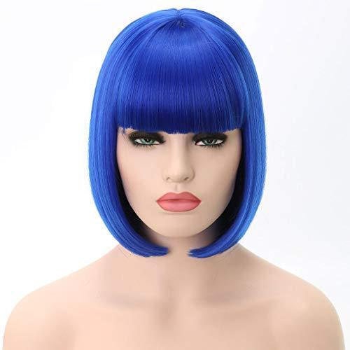 Sapphire blue | straight bob with straight bangs | hand dyed | synthetic 12" wig | stand out from the crowd | rave and cosplay | ready to go