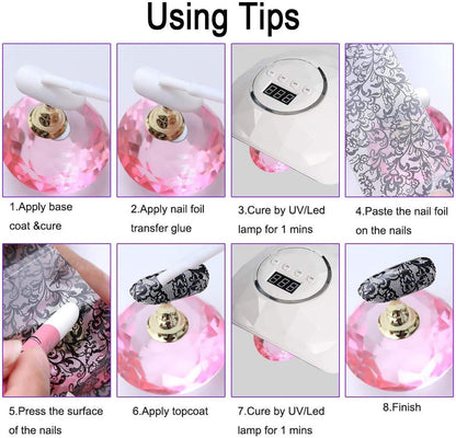 Nail art laser transfer foils starry sky stars flower black white lace design nail transfer foils for nail art diy decoration 200 sheets