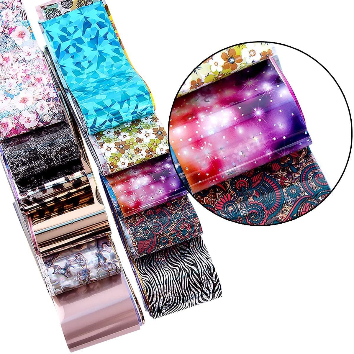 Nail art laser transfer foils starry sky stars flower black white lace design nail transfer foils for nail art diy decoration 200 sheets