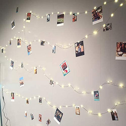 Led fairy string lights 33ft with 100 lights & 50 photo clips remote 8 modes hang photos pictures bedroom decoration usb operated warm white