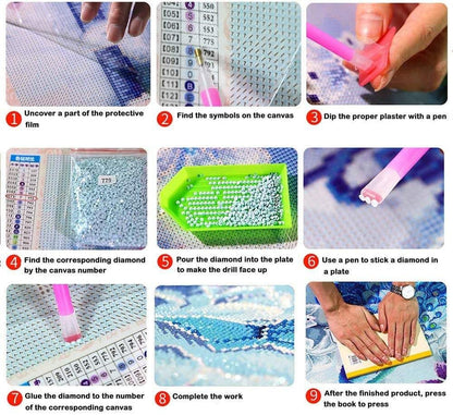 Pink horse diy 5d diamond painting kits for adults, diamond art full drill embroidery paint with diamond kit for home wall décor 12x16 inch