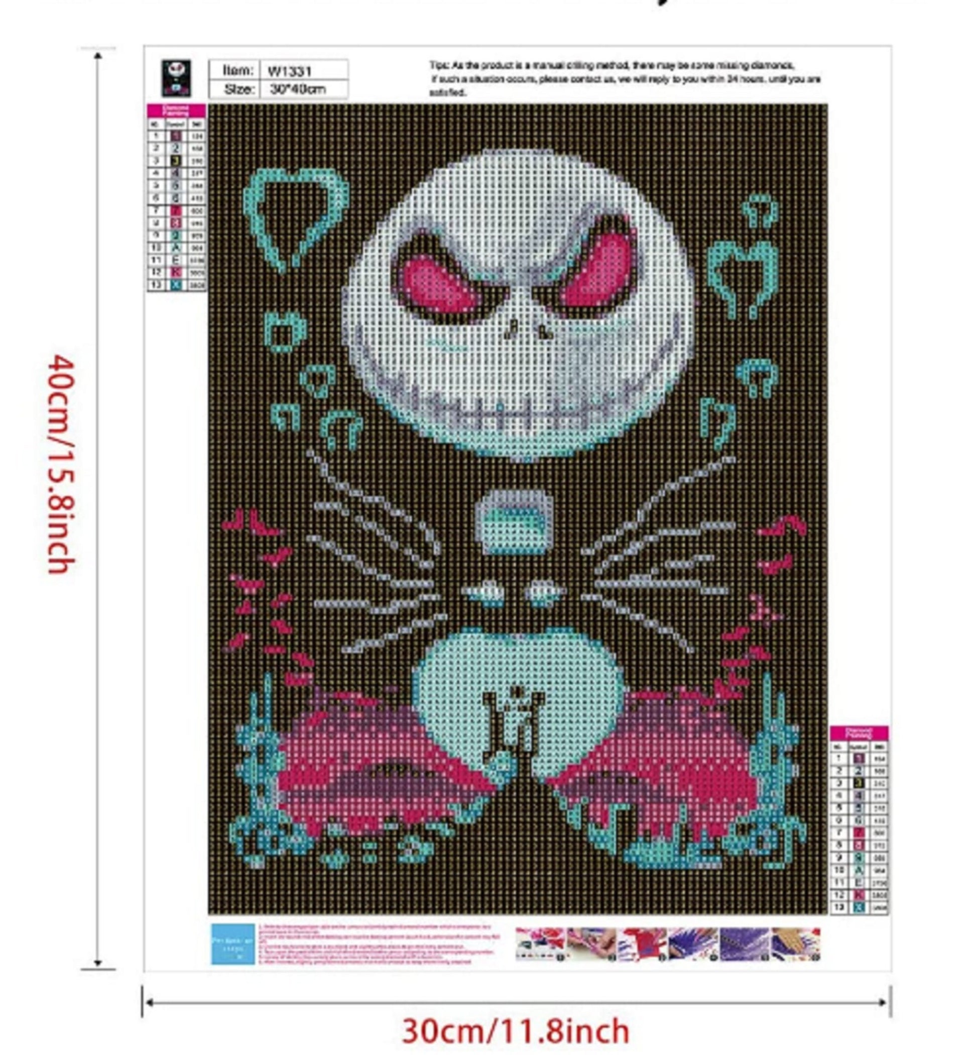 Nightmare before christmas jack skellington round full drill diy 5d diamond painting by number kit