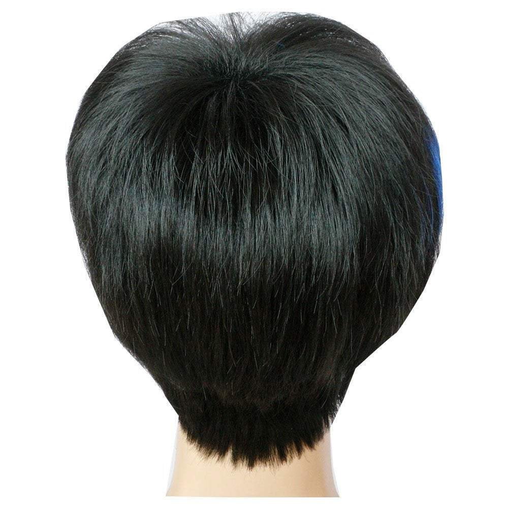 Rainbow streak black bob quick wig synthetic wig high temperature heat resistant 150% density 8.5 inch top selling