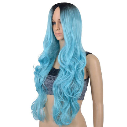 Trendy sky blue ombre | unicorn | mermaid | 27" synthetic | human hair feel | drag queen | custom colored | stage performer | party wig