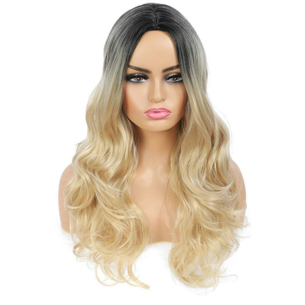 Blonde ombre wavy 24" | trendy wigs | synthetic top quality heat resistant fiber | human hair feel | free shipping 35+ delivery 3 to 5 days
