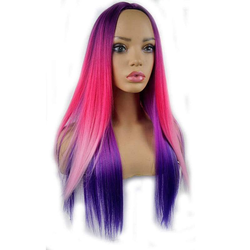 Andromeda | trendy five color rainbow | unicorn | mermaid | straight synthetic | heat resistant | daily wear | cosplay fashion party wig 26"
