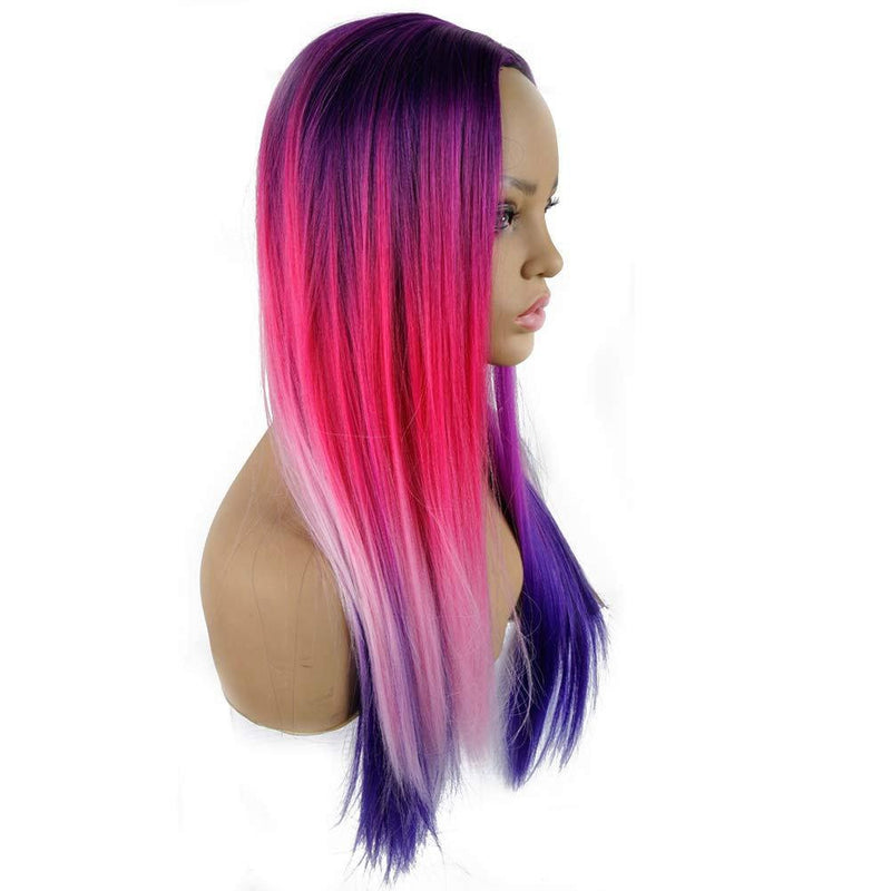 Andromeda | trendy five color rainbow | unicorn | mermaid | straight synthetic | heat resistant | daily wear | cosplay fashion party wig 26"