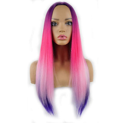Andromeda | trendy five color rainbow | unicorn | mermaid | straight synthetic | heat resistant | daily wear | cosplay fashion party wig 26"