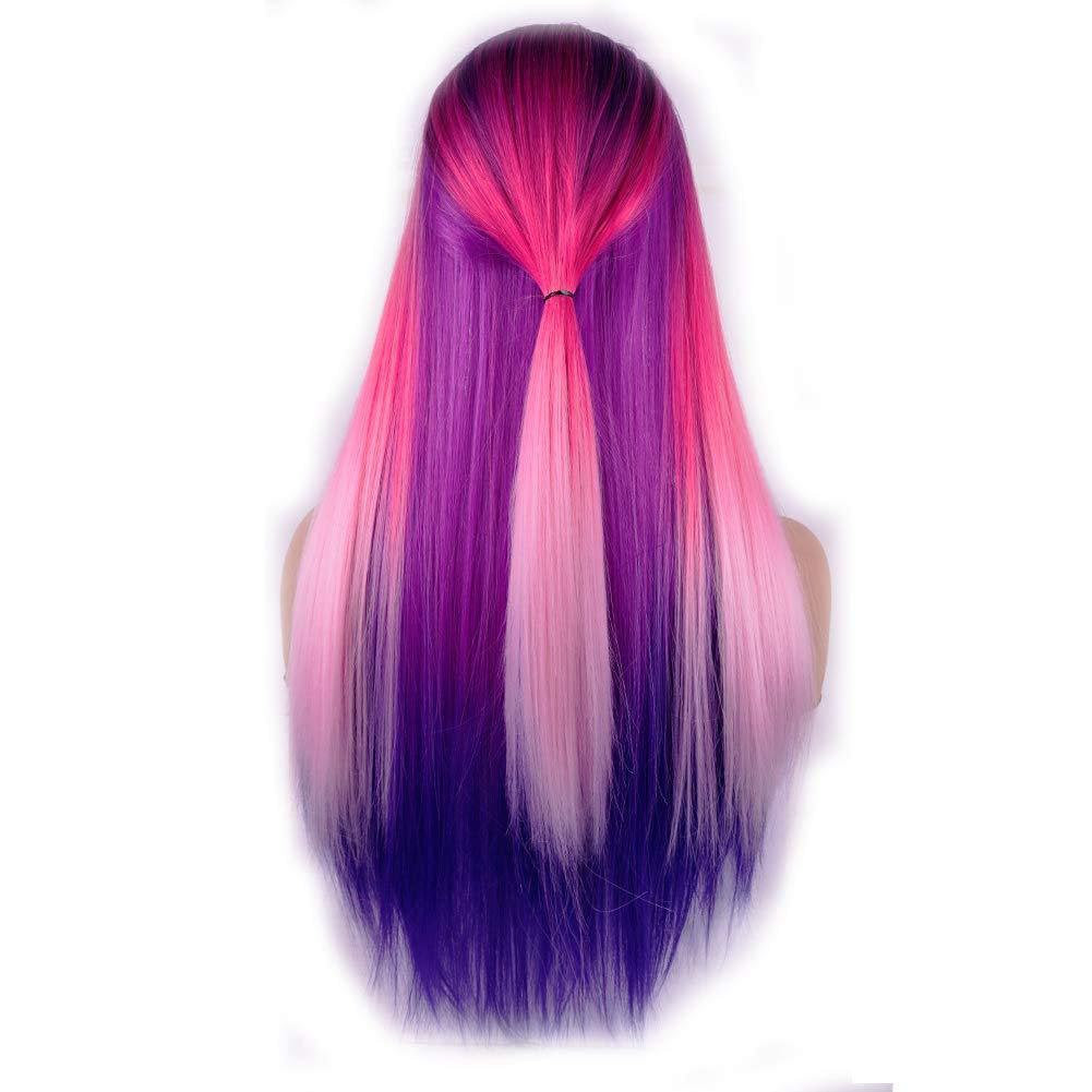 Andromeda | trendy five color rainbow | unicorn | mermaid | straight synthetic | heat resistant | daily wear | cosplay fashion party wig 26"
