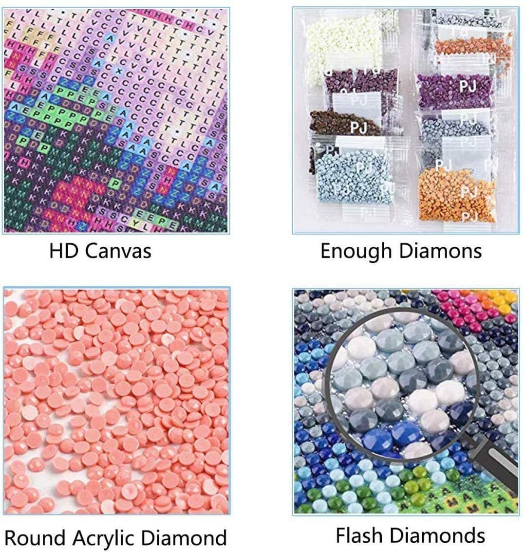 Coconut tree round full drill diy 5d diamond painting by number kits for home wall décor adults and kids 30x40 cm (11.81" x 15.75")