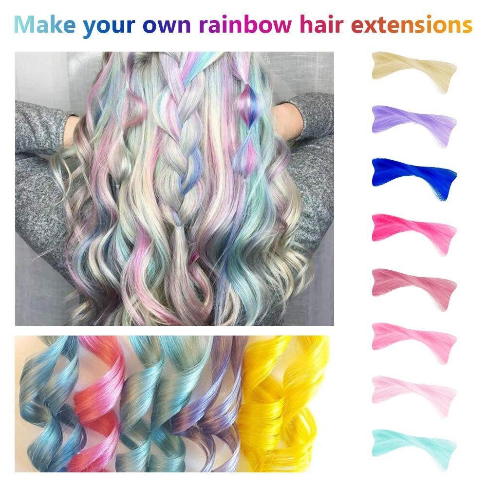 22 curly rainbow hair extensions party highlights clip in synthetic highlights multi-colors clip in hair synthetic hairpieces