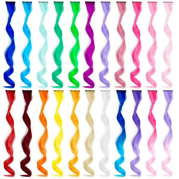 22 curly rainbow hair extensions party highlights clip in synthetic highlights multi-colors clip in hair synthetic hairpieces