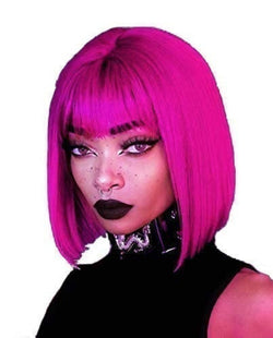 Neon pink party wig 14"  | trendy wigs | synthetic top quality heat resistant fiber | human hair feel | free shipping with orders of 35+