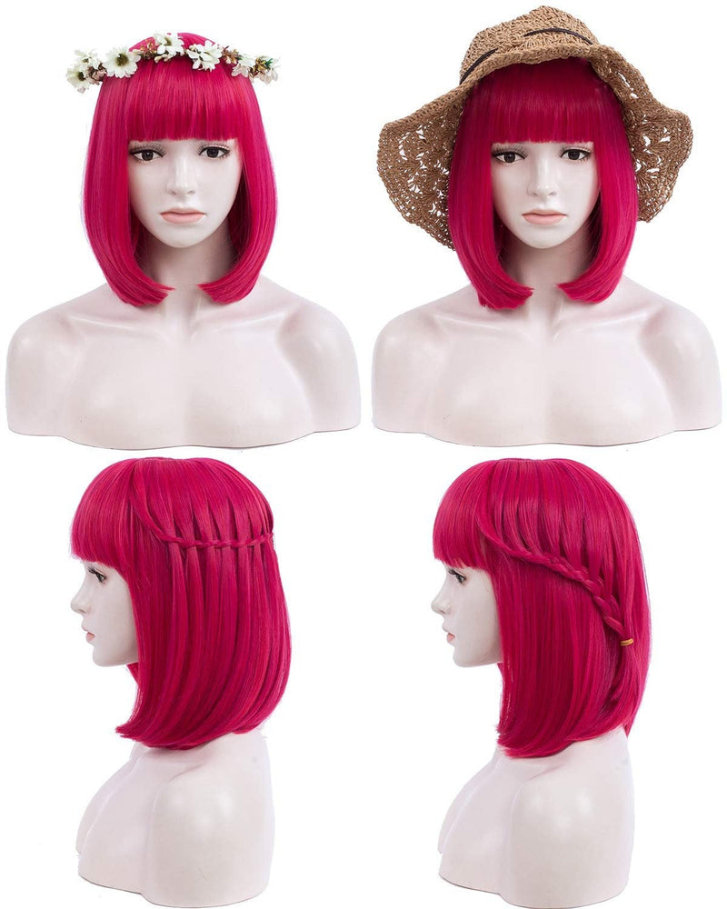 Neon pink party wig 14"  | trendy wigs | synthetic top quality heat resistant fiber | human hair feel | free shipping with orders of 35+