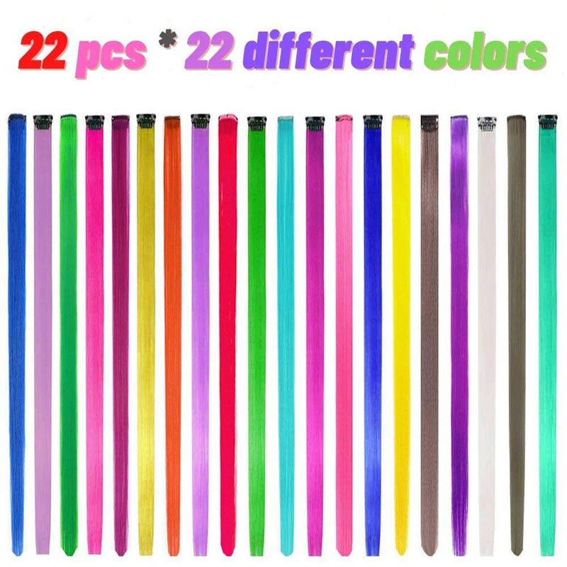 22 colorful hair extension party highlights multi-colors clip in hair synthetic hairpieces 22 inches